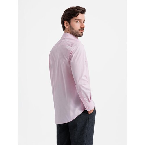 Ombre REGULAR cotton classic shirt - light pink Cene