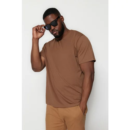 Trendyol Plus Size T-Shirt - Brown - Regular