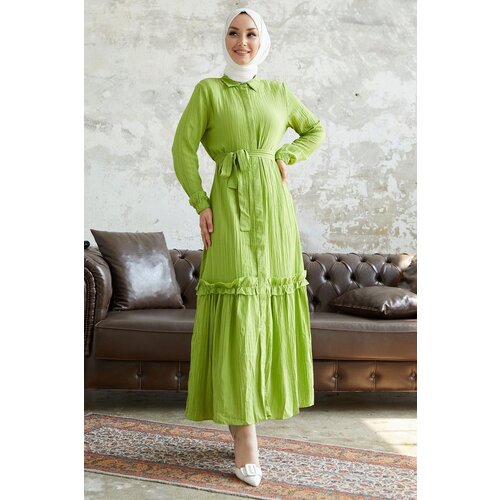 InStyle Nesya See-through Dress With Ruffles At The Hem - Pistachio Green Slike