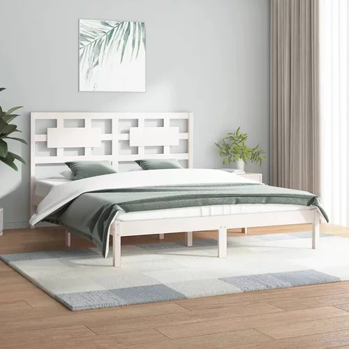  Okvir za krevet od masivne borovine bijeli 140 x 200 cm