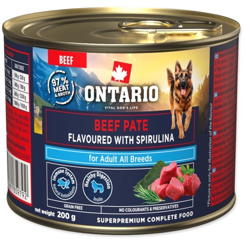 Ontario Dog Adult konzerva, pa&scaron;teta - govedina in spirulina 200 g Cene