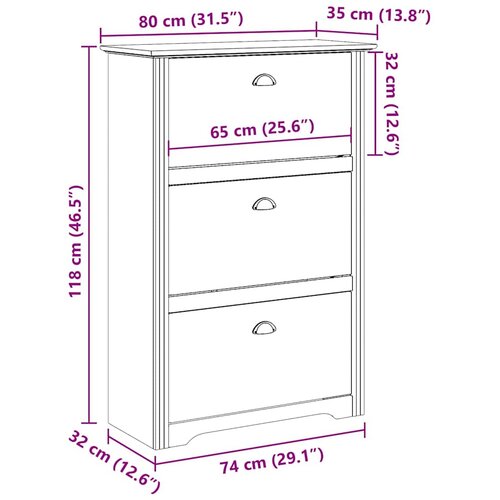  Stalak za cipele &amp;quot;BODO&amp;quot; bijela i smeđa 80x35x118 cm Slike