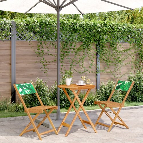  3-dijelni bistro set od tkanine i masivnog drva uzorkom li&amp;scaron;ća Slike
