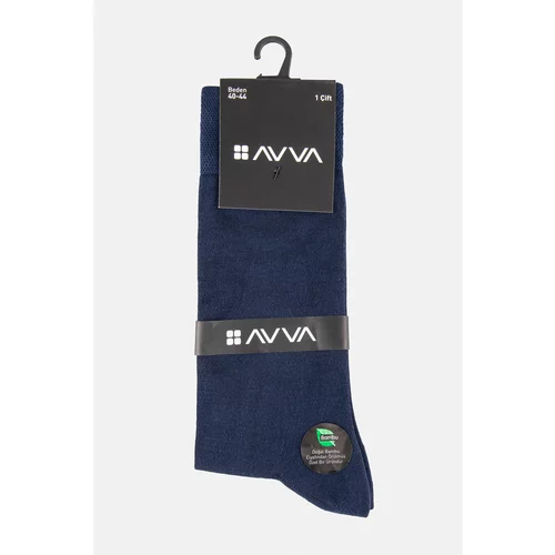 Avva Men's Navy Blue Plain Bamboo Cleat Socks