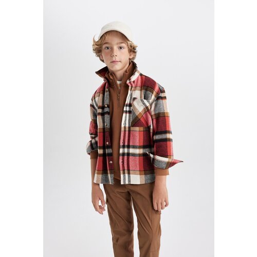 Defacto boy's oversize fit checked flannel long sleeve shirt Slike