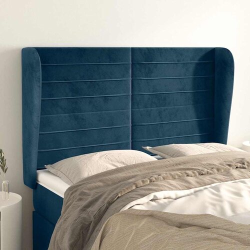  Uzglavlje s u&scaron;ima tamnoplavo 147x23x118/128 cm bar&scaron;unasto Cijene