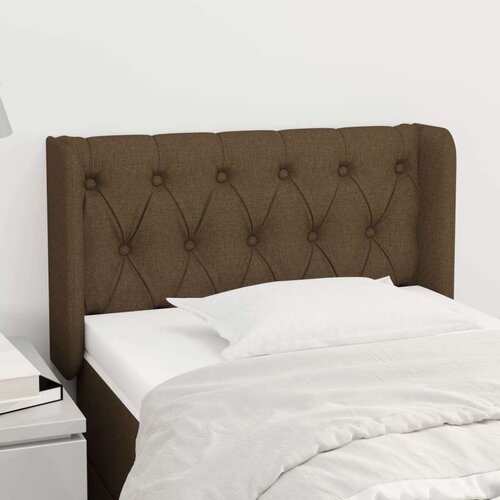  Vzglavje z u&amp;scaron;esi temno rjavo 83x16x78/88 cm blago, (20735403) Slike