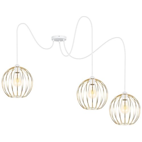  Luster na sajli MATT 3xE27/60W/230V pauk bela/zlatna Cene