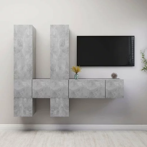  Komplet TV omaric 7-delni betonsko siva iverna plošča, (20914552)