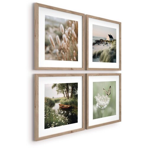 Styler Tiskane slike v kompletu 4 ks z okvirjem 30x30 cm Subtle Nature &amp;ndash; Slike