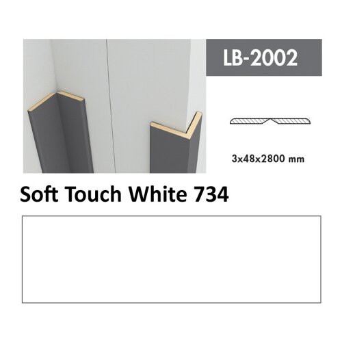 AGT profil Zidni MDF LB-2002 Soft Touch White (734) 2800x48x3mm ( 026-064 ) Cene