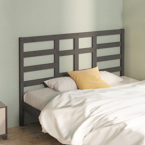 VidaXL Uzglavlje za krevet sivo 126 x 4 x 104 cm od masivne borovine Slike