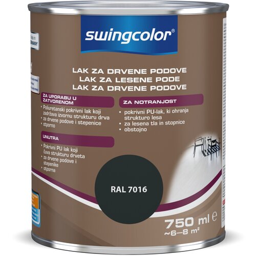 SWINGCOLOR Lak za drveni pod (Siva, Svilenkasti sjaj, Na bazi vode, 750 ml) Cijene