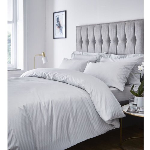 Catherine Lansfield Siva posteljnina za zakonsko posteljo 200x200 cm Satin Stripe - Catherine Lansfield Cene