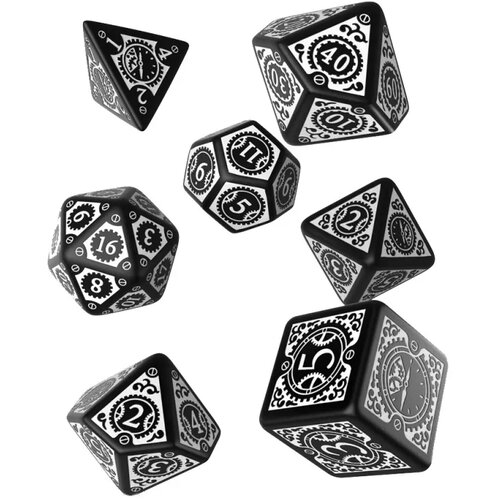 Q-Workshop steampunk clockwork black & white dice set Cene