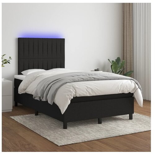  Krevet box spring s madracem LED crni 120 x 200 cm od tkanine Cijene