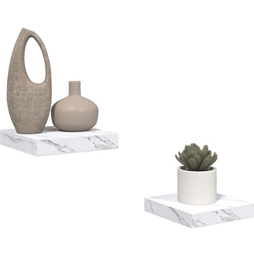  Polica na zidu Zidne 2 pcs Bijeli mramor 23 x 23,5 x 4 cm Slike
