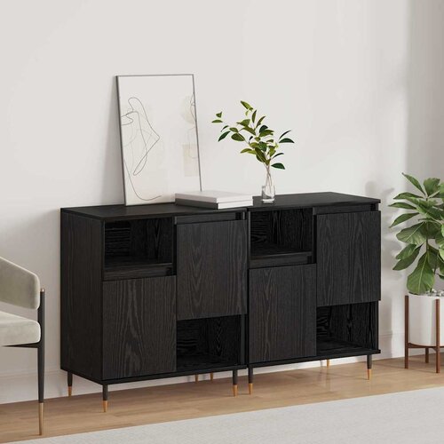 vidaXL Komode 2 pcs Crni hrast 120 x 35 x 70 cm Konstruirano drvo Cijene