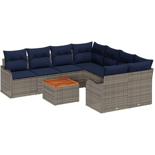 vidaXL Vrtna sedežna garnitura 9 pcs Siva Poly ratan, (5000063232) Cene