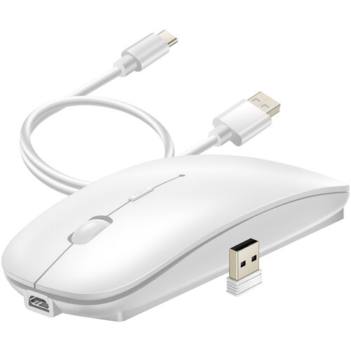 Wiwu Brezžična miška Bluetooth in USB 2. 4G Compact Rechargeable, Bela, (5000009810) Cene