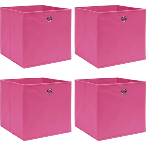 vidaXL škatle za shranjevanje 4 kosi roza 32x32x32 cm blago