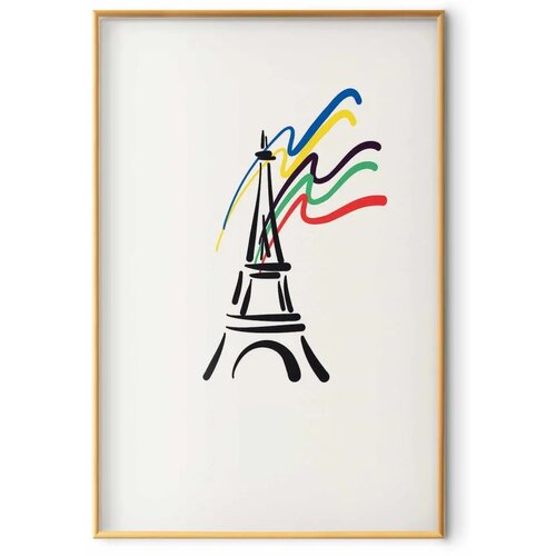  Plakat - Eiffel Tower and Colors 60x90 Zlatni okvir Slike
