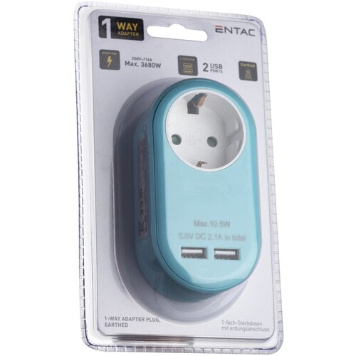Entac Razdelilec 1x 16A 2x USB, modra Cene