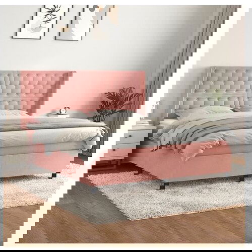 VidaXL Krevet s oprugama i madracem ružičasti 180x200 cm bar&amp;scaron;unasti Slike