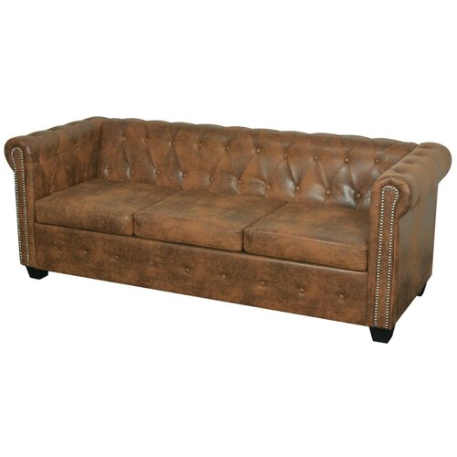 vidaXL Chesterfield kotni kavč trosed umetno usnje bele barve Cene