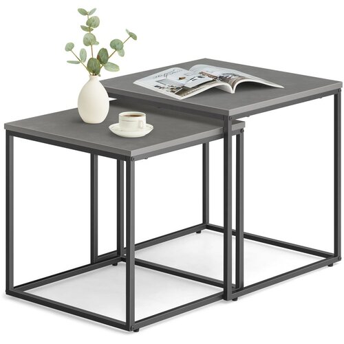  Set stolića u industrijskom stilu - beton / crne noge Slike