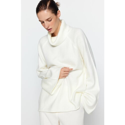 Trendyol Ecru Soft Textured Turtleneck Knitwear Sweater Slike