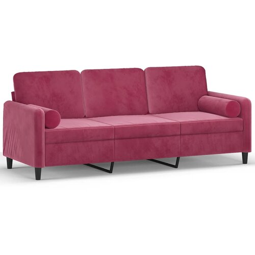 Maison Chic kavč - Sofa - Kanape trosed z okrasnimi blazinami vinsko rdeč 180 cm žamet, (21727768) Cene