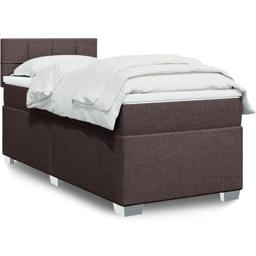 VidaXL Krevet s oprugama i madracem tamnosmeđi 100 x 200 cm od tkanine Slike