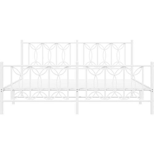  Metalni okvir kreveta uzglavlje i podnožje bijeli 183x213 cm Slike