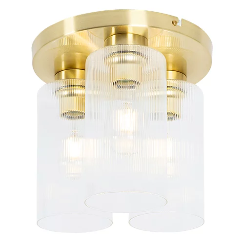 QAZQA Art Deco stropna svetilka zlata s steklom 3-light - Laura