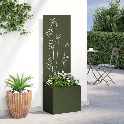 vidaXL Vrtni Sadič s Dekorativnom Pločom Maslinovo zelena 50 x 140 cm Cijene