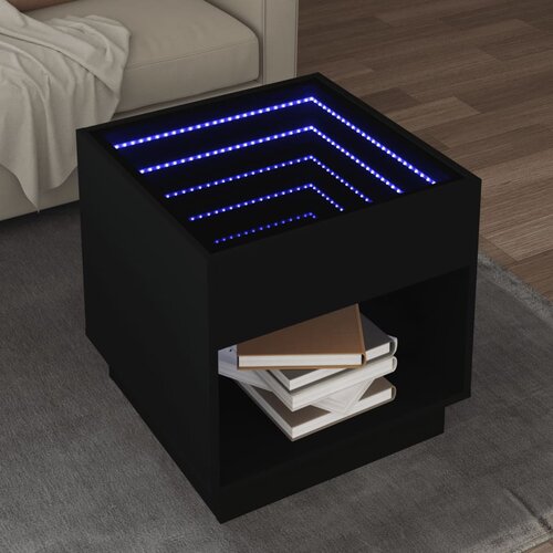 VidaXL Klubska mizica z neskončnimi LED črna 50x50x50 cm Slike