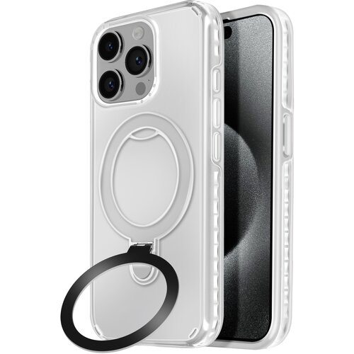 AVIZAR Ohišje MagSafe, odporno na udarce, za iPhone 15 Pro s stojalom, Bela, (5000015875) Cene