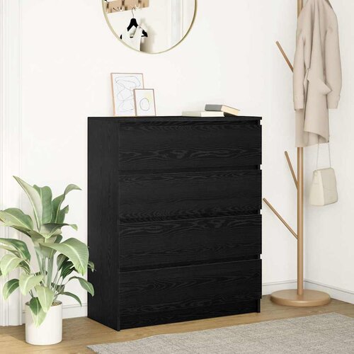 VidaXL Komoda crni hrast 80x35x99 cm od konstruiranog drva Slike