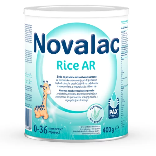 Novalac Rice AR, formula s hidrolizatom beljakovin iz riža za dojenčke in majhne otroke