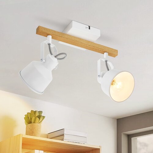Nettlife Stropna svetilka z 2 plamenoma, nastavljiva, vintage, vtičnica E14, visokokakovosten dizajn iz zrnatega lesa, (22116891) Cene