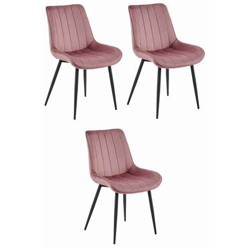 Brandless Stol SOSA - temno roza žamet / črne noge x 3, (22055167) Slike