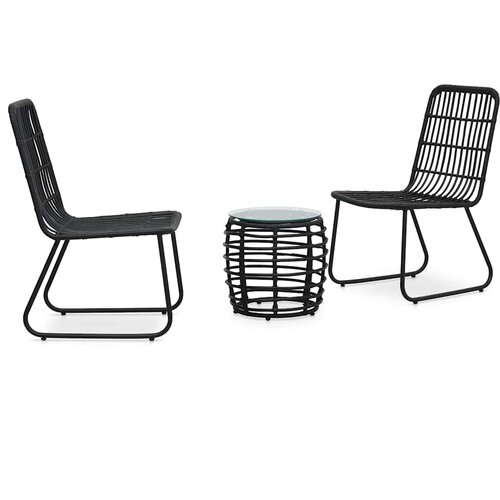  3-dijelni bistro set od poliratana crni Cijene