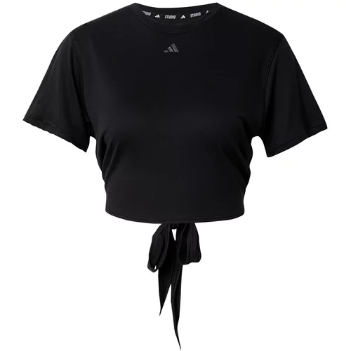 Adidas Funkcionalna majica 'Studio Wrapped' temno siva / črna