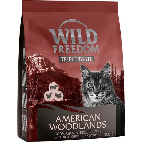 Wild Freedom suha mačja hrana 2 x 400 g po posebni ceni! - "American Woodlands" - recept brez žit Cene