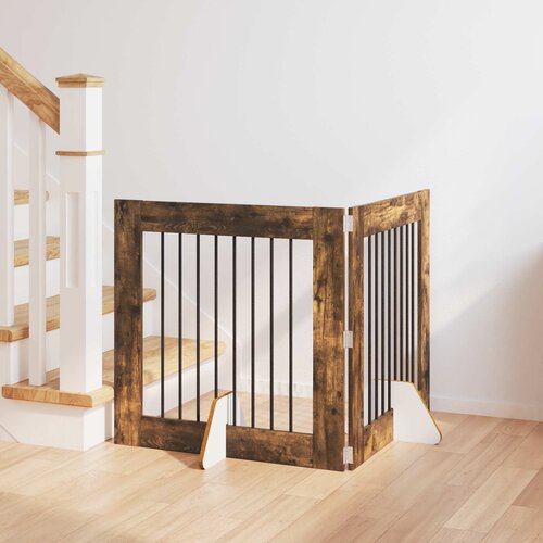  Vrata za pse s postoljem 2 pcs Dimljeni hrast 80 x 80 cm Cene