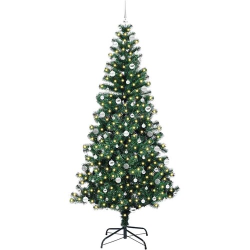 VidaXL Umjetno predsvijetljeno božićno drvce Zelena 240cm PVC i metal Slike