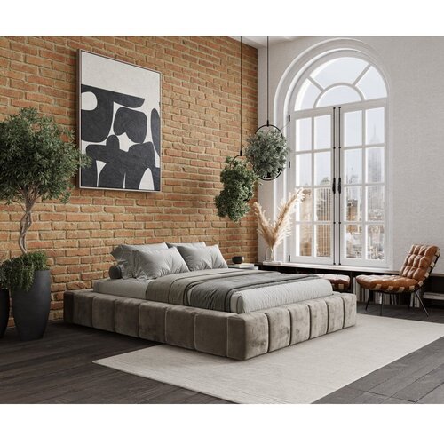 Maison de R&amp;ecirc;ve Bež tapecirani bračni krevet s prostorom za odlaganje s podnicom 160x200 cm Aruba L &amp;ndash; Slike