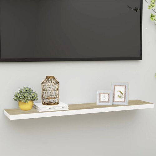 VidaXL Plutajuća zidna polica boja hrasta i bijela 120x23,5x3,8 cm MDF Slike