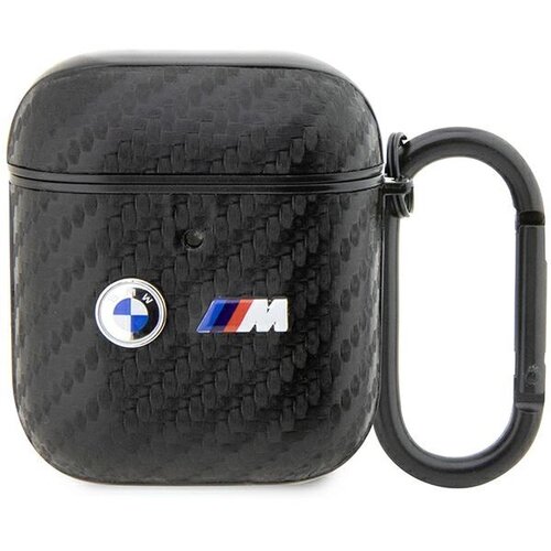 BMW CARBON DOUBLE METAL LOGO CASE COVER ZA AIRPODS 1 2 ČRN, (22006429) Slike